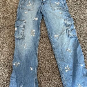 Abercrombie Kids Floral Embroidered Denim Pants